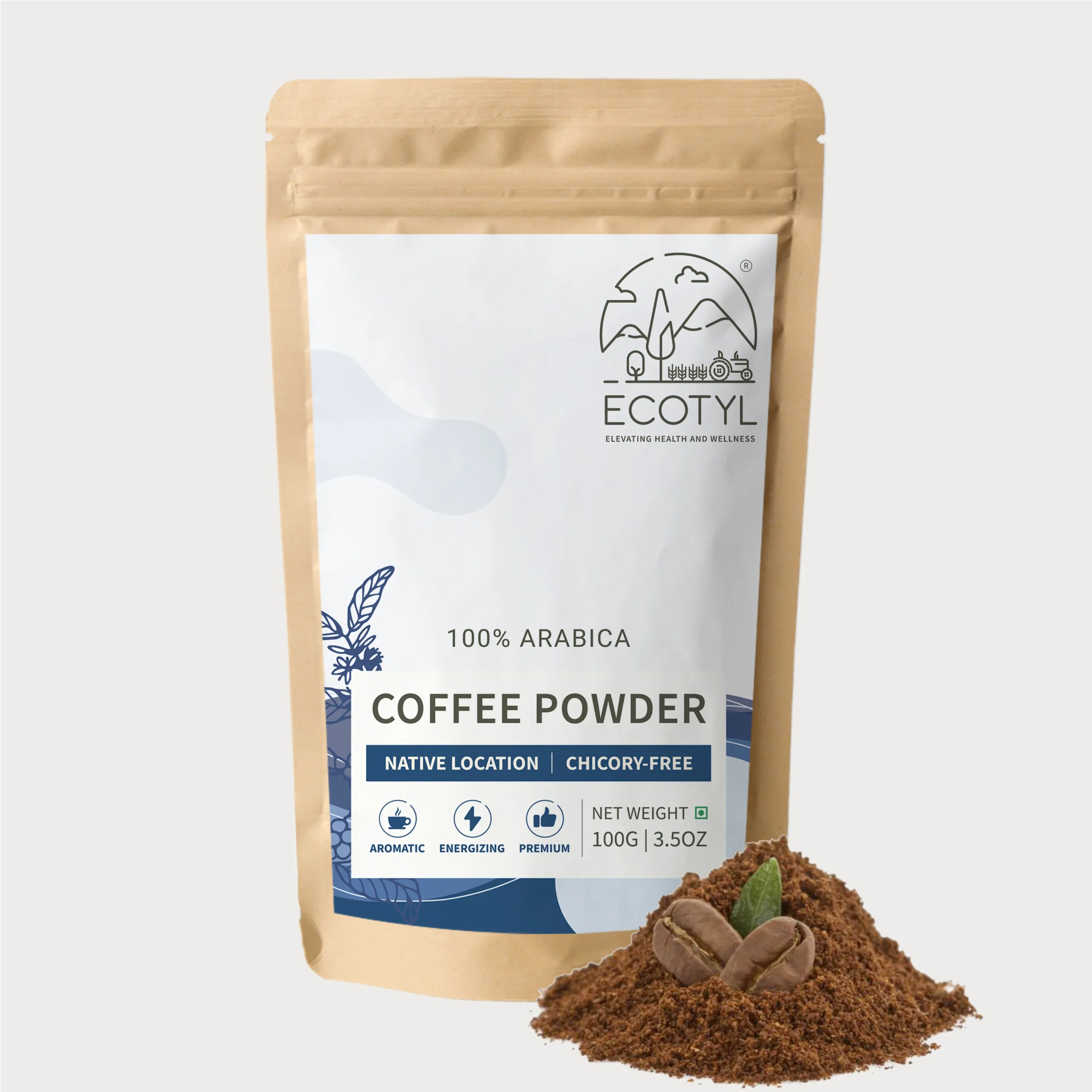 COFFEEPOWDERPOUCH1-scaled-1.webp Organic Arabica Coffee Powder – Pure Roasted Ground Coffee (100 g) - Image 1