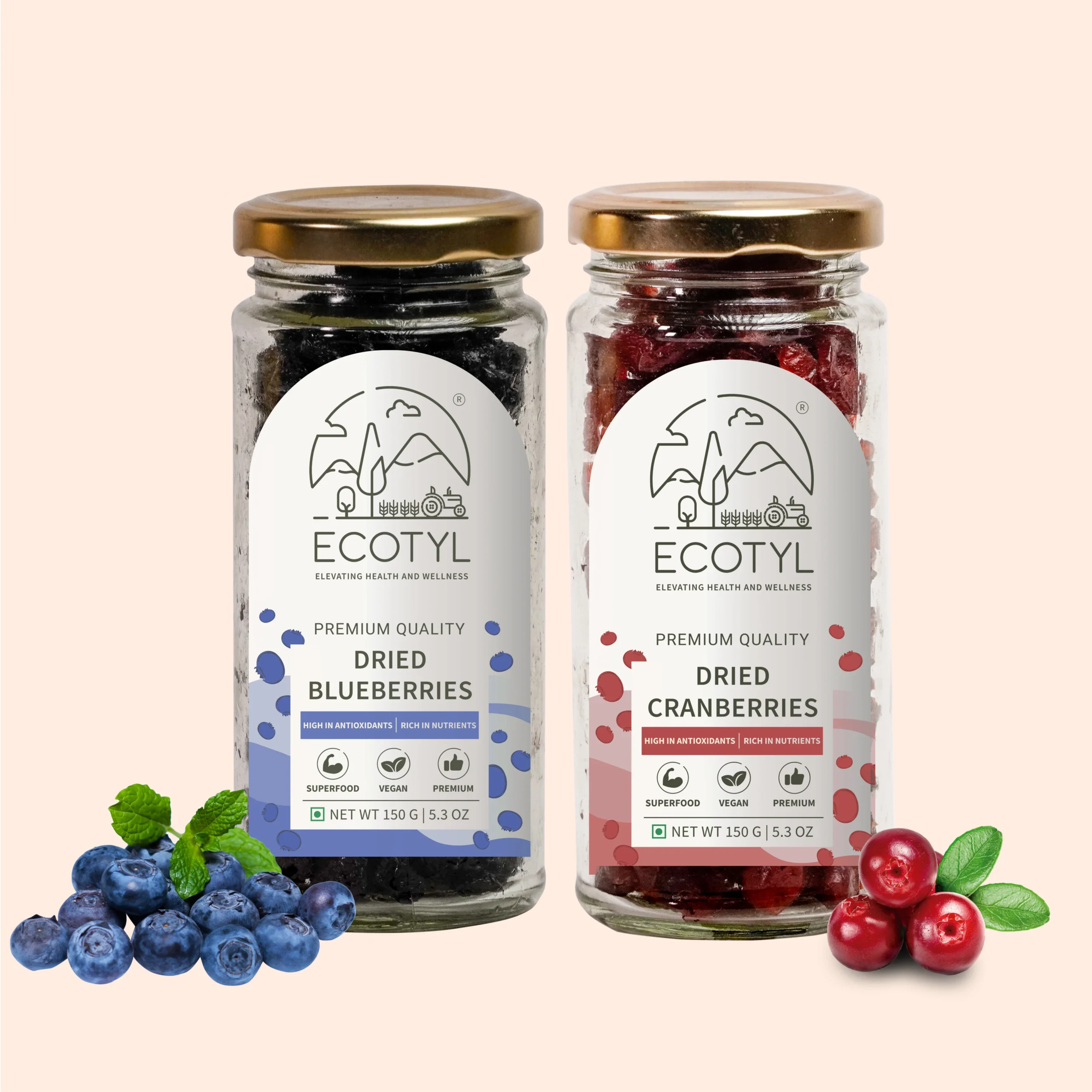 DRIEDCRANBERRIES_DRIEDBLUEBERRIESCOMBO1-scaled-1.webp Vegan Dried Blueberries & Cranberries – Healthy Snack Combo - Image 1