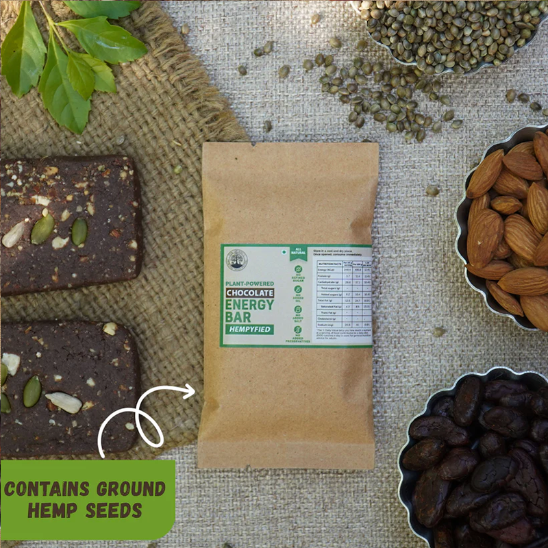 Hemp-bar_e7dbc6b0-d941-42a4-a12d-0352836ec704.png Plant-Powered Chocolate Energy Bar With Hemp Seeds (50 g), Vegan - Image 1