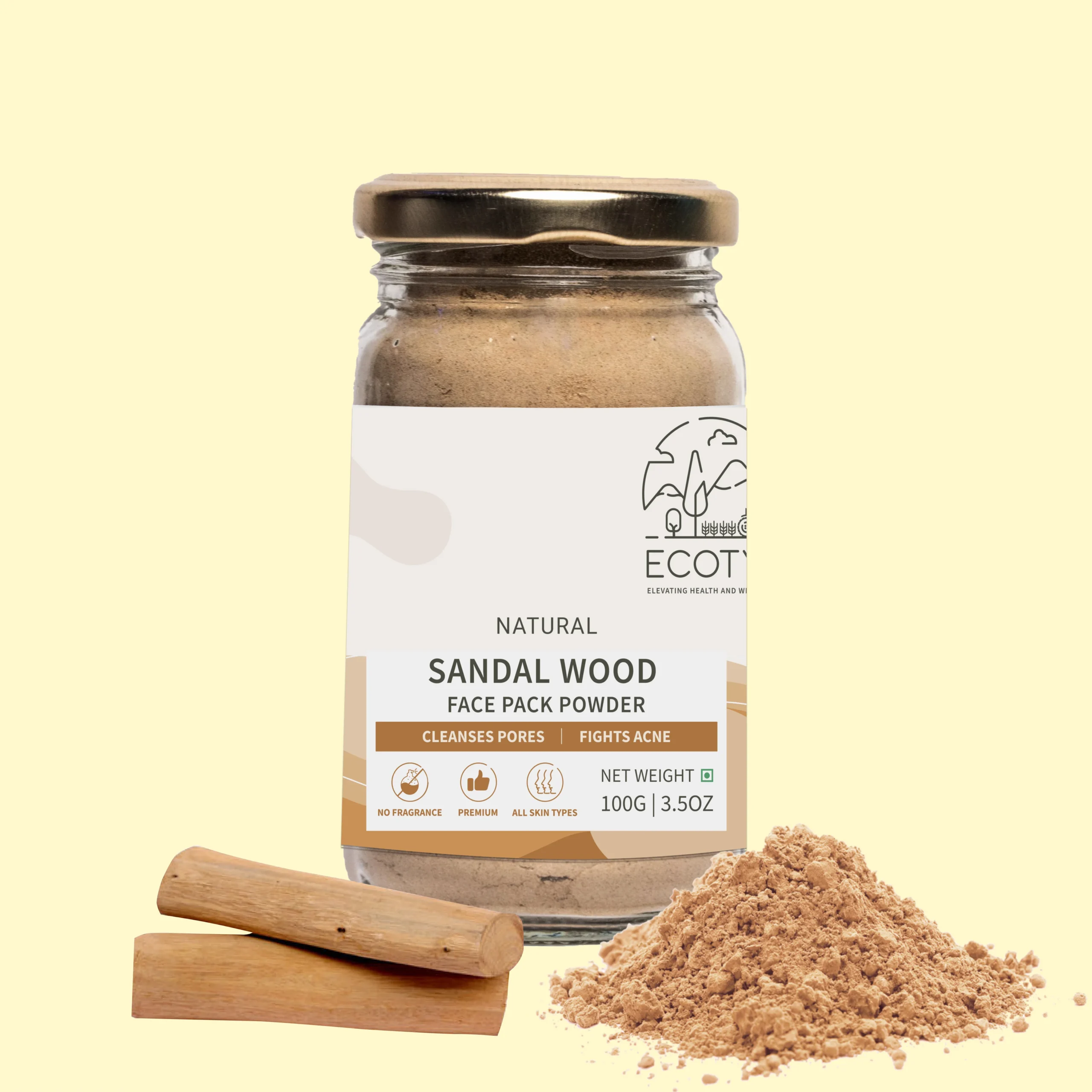 SANDALWOODPOWDER21_4-scaled-1.webp Natural Sandalwood Powder – Pure Skin Brightening & Pore Cleansing Clay (100 g) - Image 1