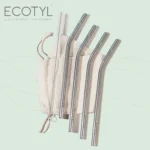 Ecotyl Stainless Steel Bent Straw Set + Cleaning Brush – Reusable Eco-Friendly Drink Straws (Set of 2)