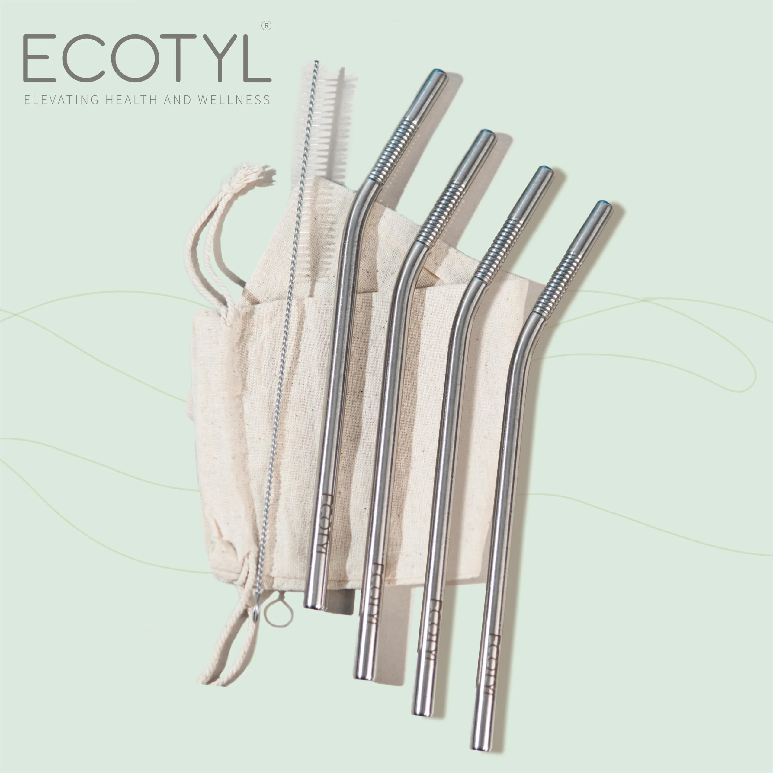 StainlessSteelStrawBent_6mm_-Setof4_Cleaner1-scaled-1.webp Ecotyl Stainless Steel Bent Straw Set + Cleaning Brush – Reusable Eco-Friendly Drink Straws (Set of 2) - Image 1