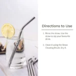Ecotyl Stainless Steel Bent Straw Set + Cleaning Brush – Reusable Eco-Friendly Drink Straws (Set of 2) - Image 2