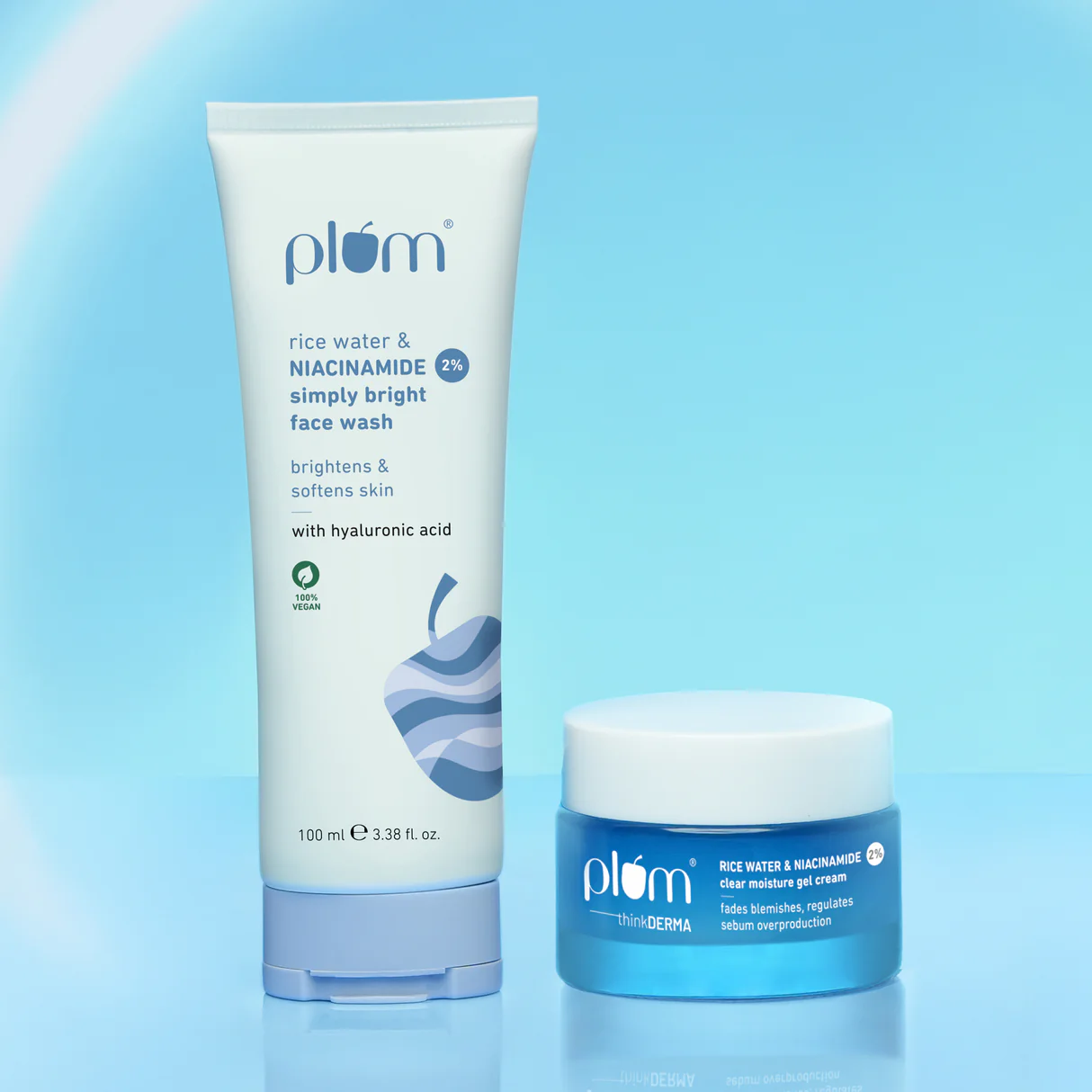 nia-gel-_-nia-fecewash1.webp Simply Bright Routine! 2% Niacinamide & Plum Rice Water face wash & 2% Niacinamide Gel Cream - Image 1