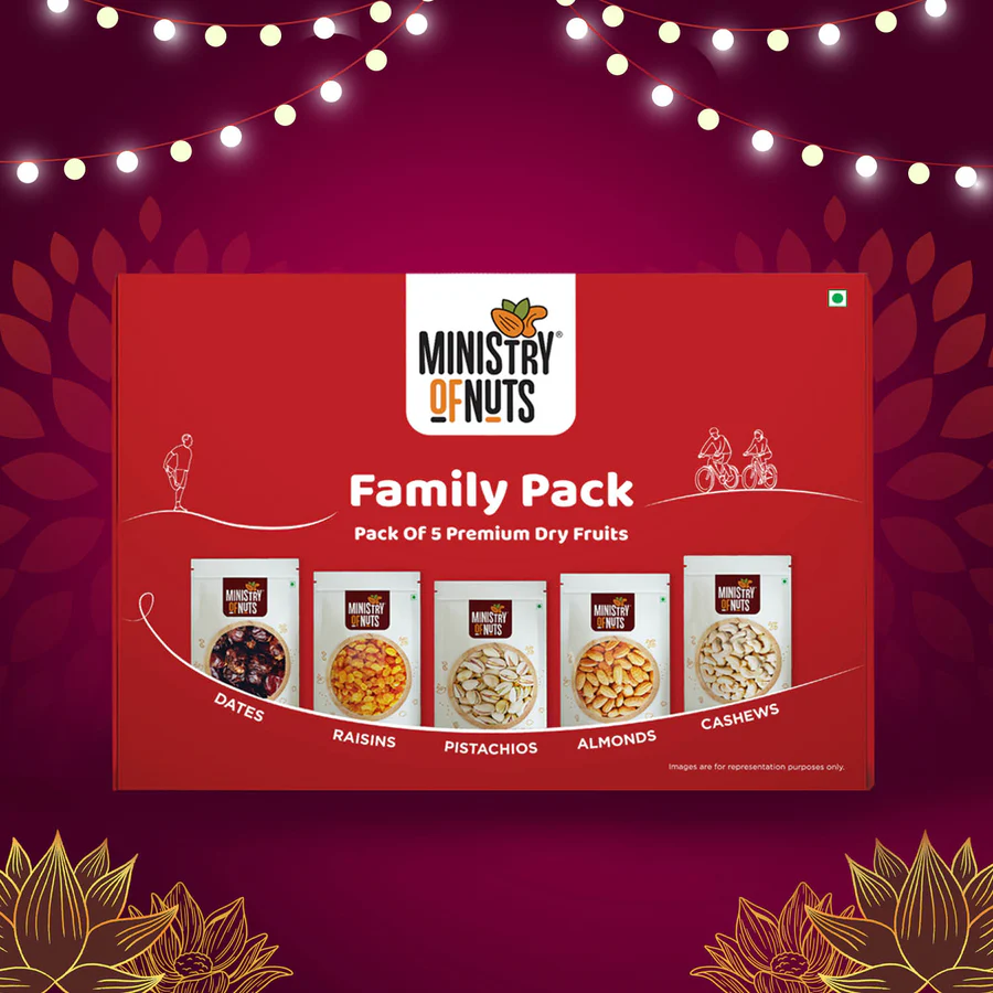 nut1.webp Panchmeva - Family Pack Of 5 Premium Dry Fruits 750 Grams | Red - Image 1