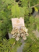 Omoré Gold Leaf & Faux Pearl Cluster Earrings – Handcrafted, Vegan & Cruelty-Free Artificial Jewelry - Image 2