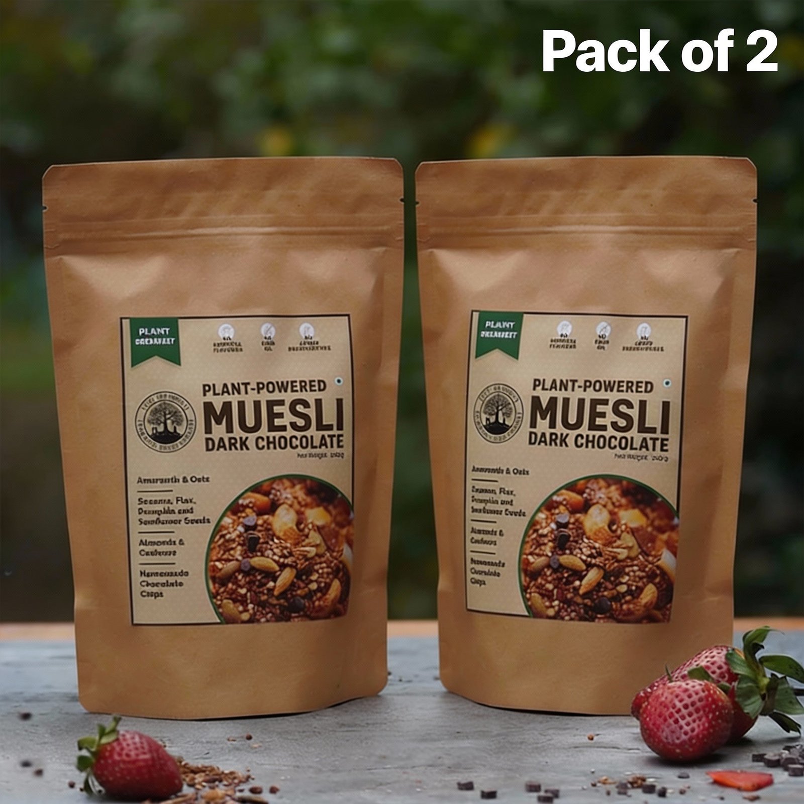 openart-image_xajldTg1_1768901627769_raw.jpg Plant Powered Chocolate Muesli Pack of 2 | Vegan Breakfast Muesli (2 x 200g) - Image 1