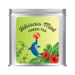 The Tea Shore Hibiscus Mint Green Tea | 20 Pyramid Tea Bags | Whole Green Tea | No Dust | No Artificial flavour or Colour | Pack of 20
