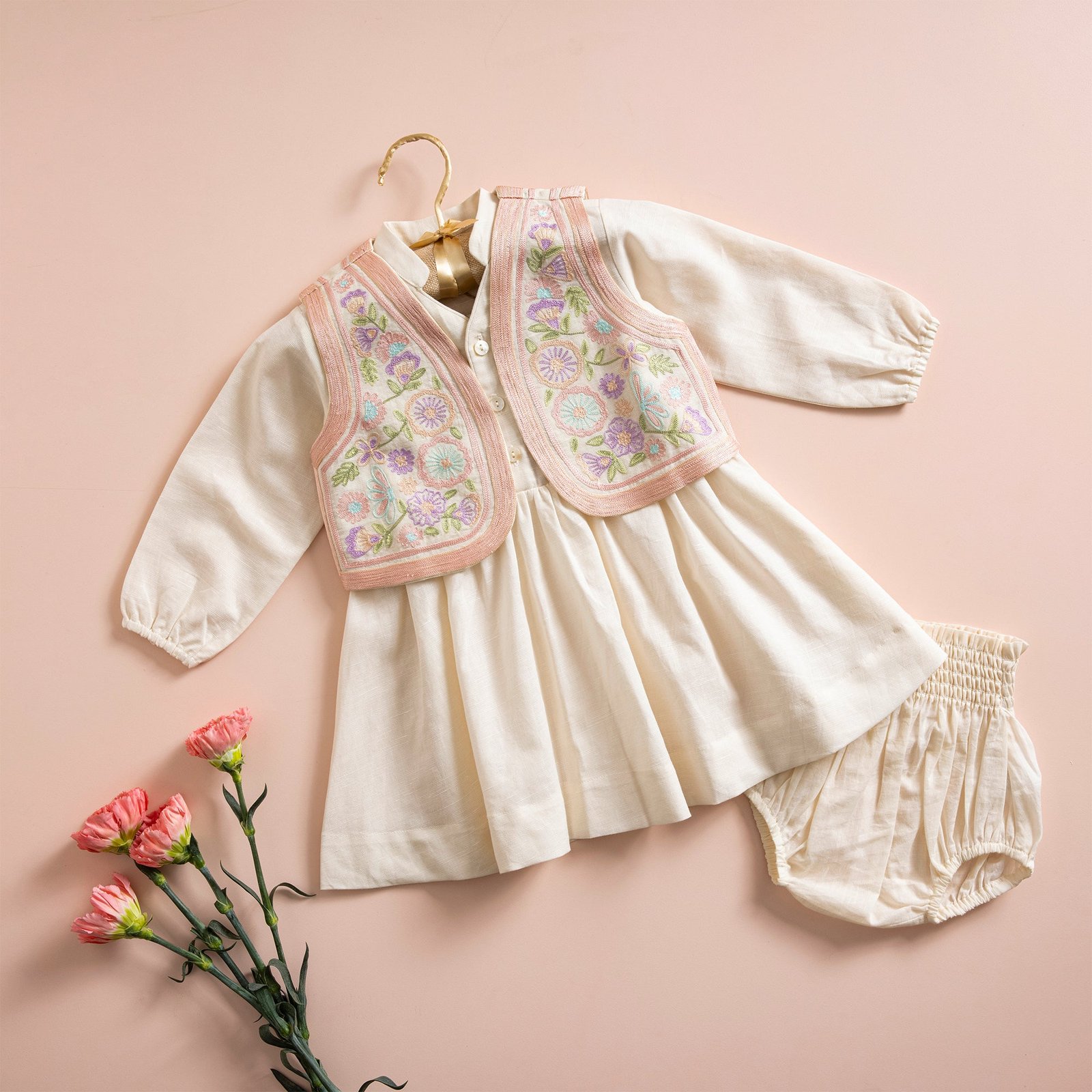 1_9028110a-9ef6-4d05-bd0d-459b889b5ef7.jpg Poshaak Dress with Embroidered Jacket - Image 1