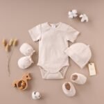 Baby Forest Poshaak Baby Bodysuit Set – Bleach Sand Organic Cotton