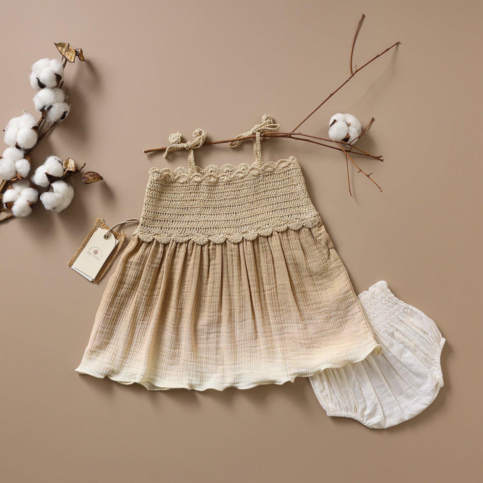 1_e47afdf5-6393-4e7c-87e4-bf3f2298b13b.jpg Poshaak Hand Crochet Ombre Dyed Baby Girl Dress - Image 1