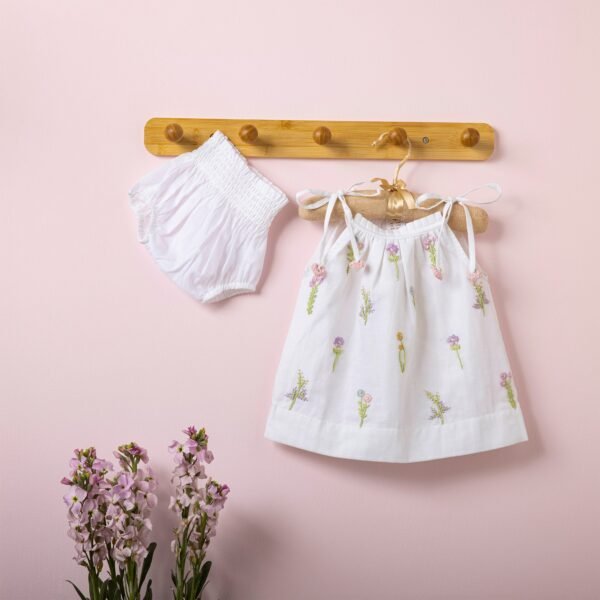 Poshaak Hand Embroidered Gather Top with Underpants - Off-White