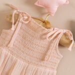 Poshaak Smocked Embroidery Baby Girl Bodysuit - Peach - Image 2