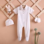Poshaak Baby Overall Romper Set - Pearl White