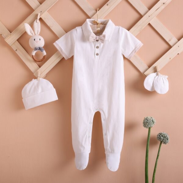 Poshaak Baby Overall Romper Set - Pearl White