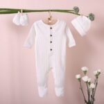 Poshaak Baby Overall Romper Set - Pearl White