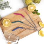 Pack of 4 Stainless Steel Straws with Silicone Tip and Cleaning Brush - Image 2