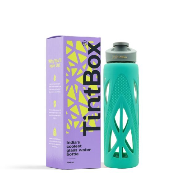 Borosilicate glass water bottle with cover (Silicone Sleeve) 750ml for Fridge, Office, Gym & Home