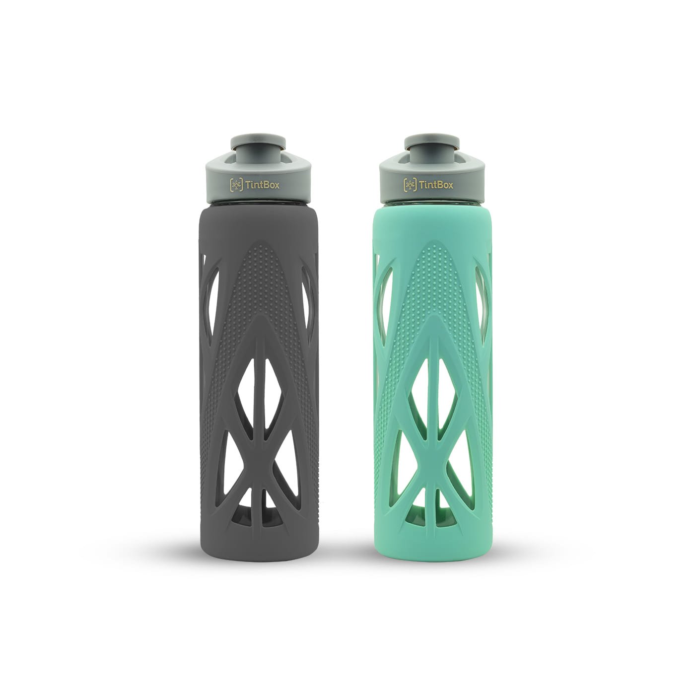 BottleandTincupcombos1.jpg Borosilicate Glass Bottle Duo with Protective Silicone Sleeve, 750 ml - Image 1