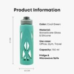 Borosilicate glass water bottle with cover (Silicone Sleeve) 750ml for Fridge, Office, Gym & Home - Image 2