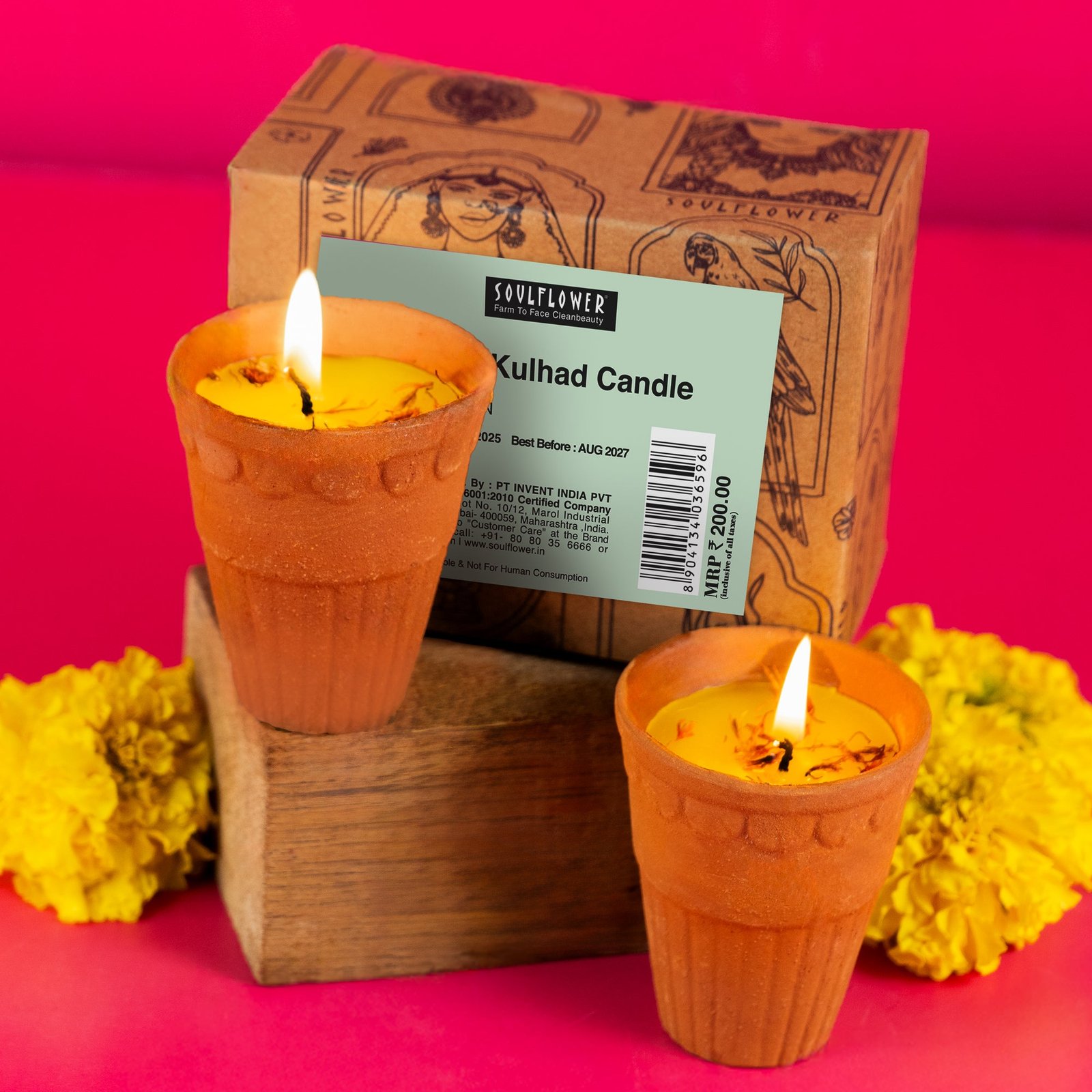 Kesar_Candle_Pack_Of_2.jpg Kesar Kulhad Candle Set - Image 1