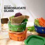 Borosilicate Glass Lunch Box Set of 3 (300ml x 3) with Silicone Sleeve with Canvas Lunch Bag | Microwave Safe & Leak proof Tiffin Box By TintBox - Image 6