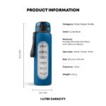 1 Litre , Motivational Glass Sipper Bottle Duo - Image 2