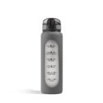 Motivational Borosilicate Glass Water Bottle 1 litre, Glass Sipper Bottle with Straw for Fridge, Office, Gym & Travel