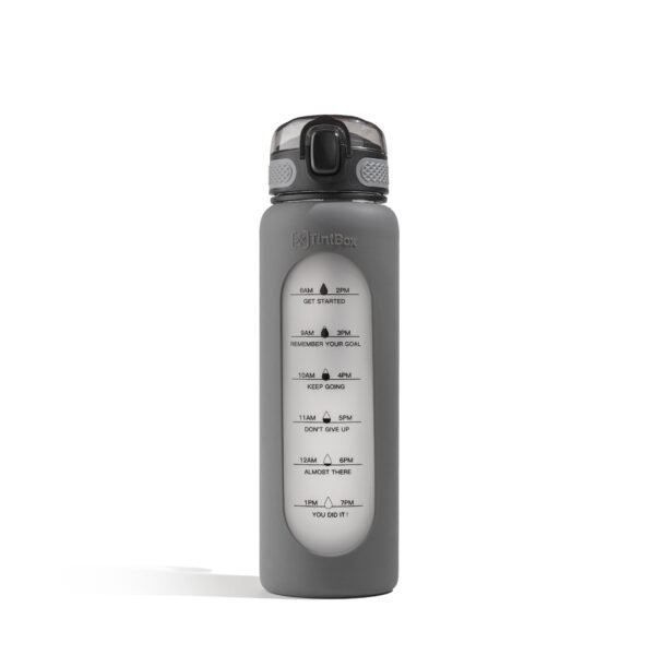 Motivational Borosilicate Glass Water Bottle 1 litre, Glass Sipper Bottle with Straw for Fridge, Office, Gym & Travel