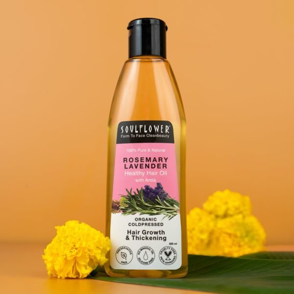 Soulflower Rosemary Lavender Hair Growth Oil – Natural Vegan Hair Oil for Stronger Hair