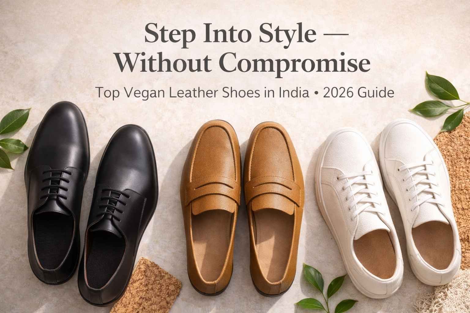 Vegan leather shoes in India featuring formal, casual, and sustainable styles with eco-friendly elements
