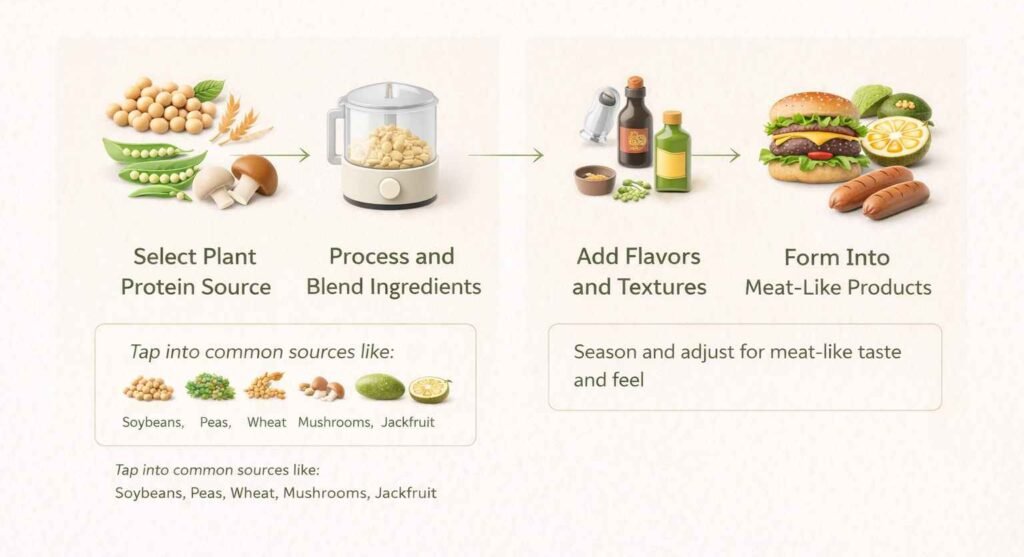 how vegan meat is made step by step process plant protein extrusion shaping