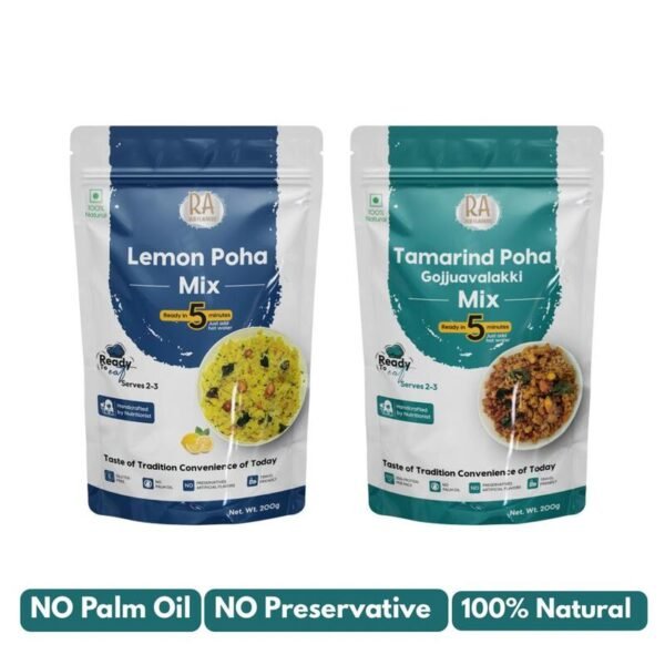 lemon and tamarind poha combo ready to eat pack