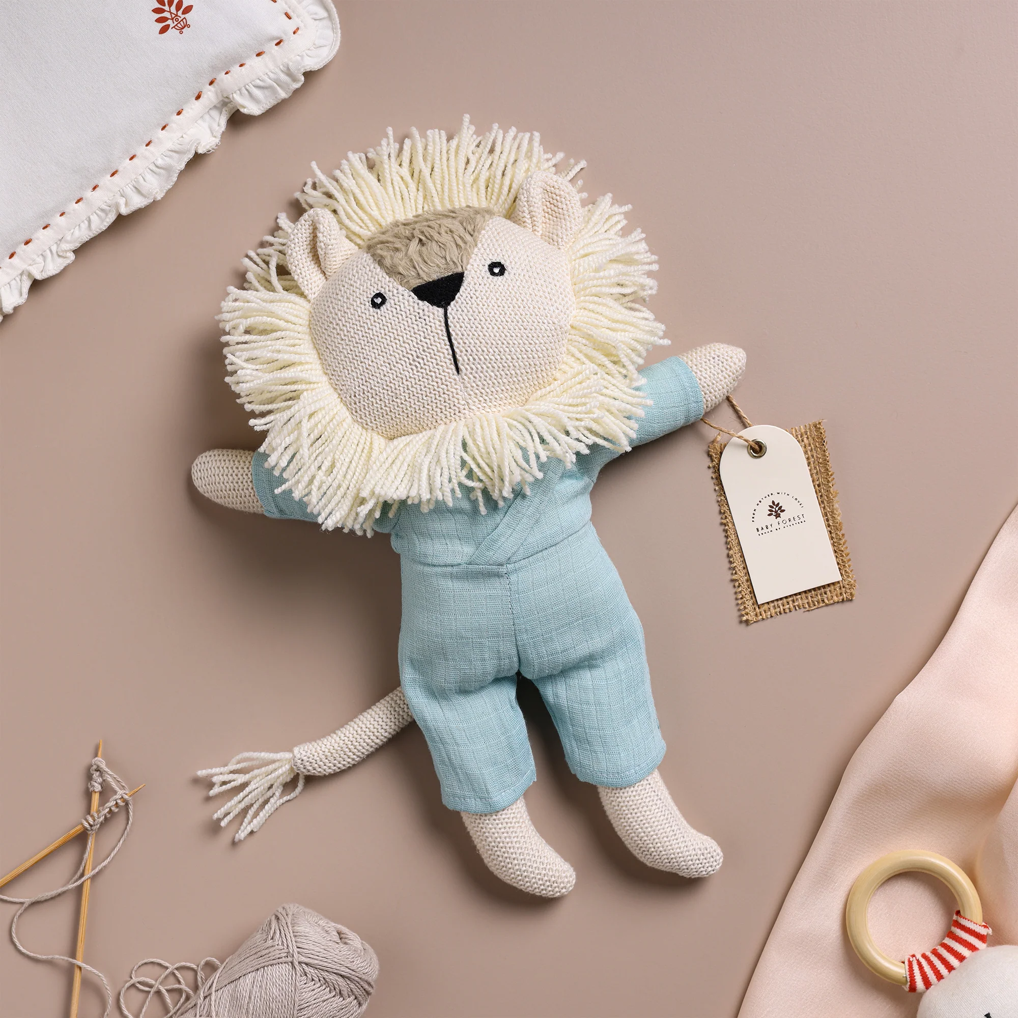 14_2_2000x2000 Baby Forest Cuddly Buddies Baby Simba Soft Toy – Handmade & Safe Plush Toy for Babies - Image 1
