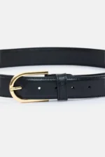 Vegan Gold Buckle Formal Belt for Men – Premium Black Cruelty-Free Belt - Image 3