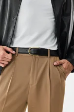 Vegan Gold Buckle Formal Belt for Men – Premium Black Cruelty-Free Belt - Image 4