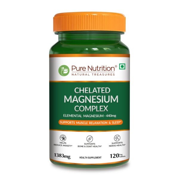 Pure Nutrition Chelated Magnesium Complex – Glycinate, Citrate & Oxide – Supports Muscle, Bone & Nerve Health