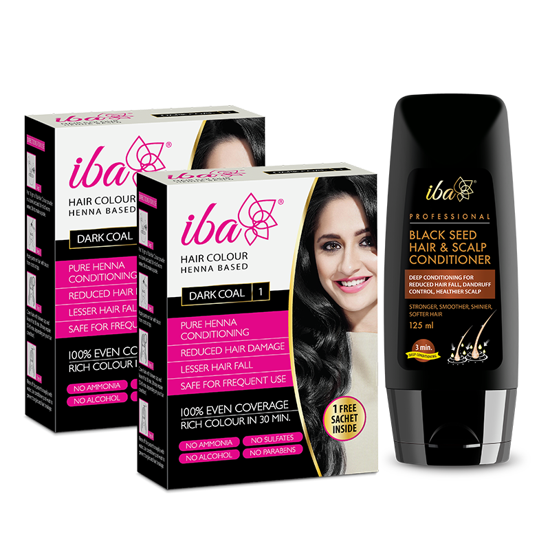 DarkCoal-Packof2_Blackseed.png Iba Hair Color – Dark Coal (Pack of 2) + Black Seed Conditioner - Image 1