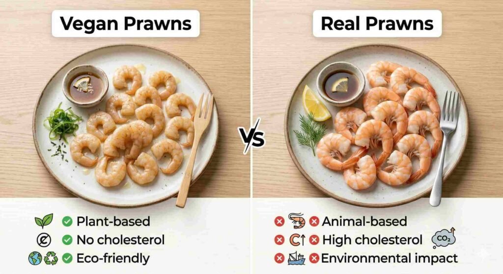 vegan prawns vs real prawns comparison plant based vs seafood