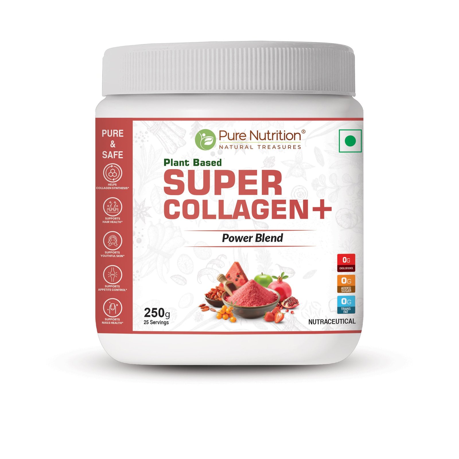 SuperCollagenPlus250gmFOP.jpg Pure Nutrition Plant-Based Super Collagen+ | Power Blend |Vegan Collagen Support - Image 1