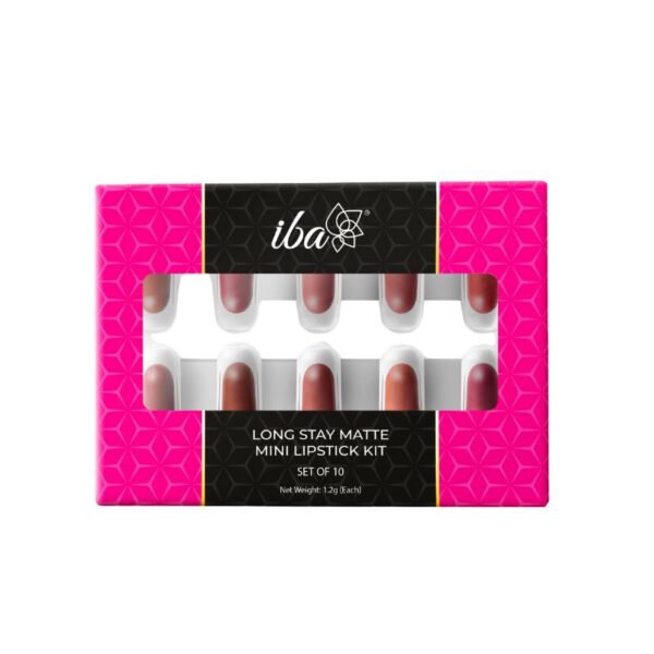 Iba Long Stay Matte Mini Lipstick Kit (Pack of 10), 12 g