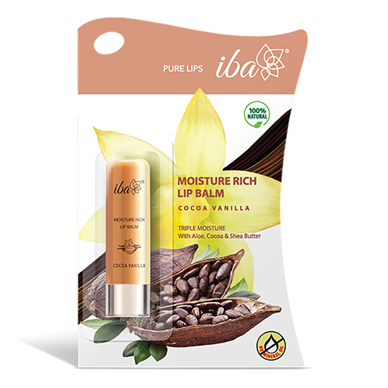 iba_moisture_rich_lip_balm_cocoa_vanilla_packing_1.png Iba Moisture Rich Lip Balm - Cocoa Vanilla, 4.5 g - Image 1