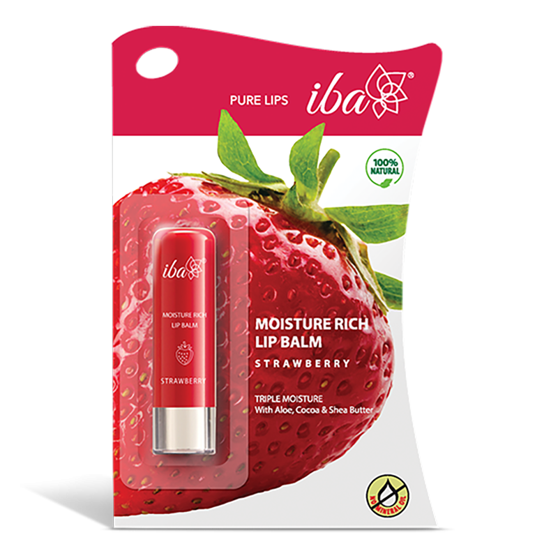 iba_moisture_rich_lip_balm_strawberry_packing.png Iba Moisture Rich Lip Balm - Strawberry, 4.5 g - Image 1