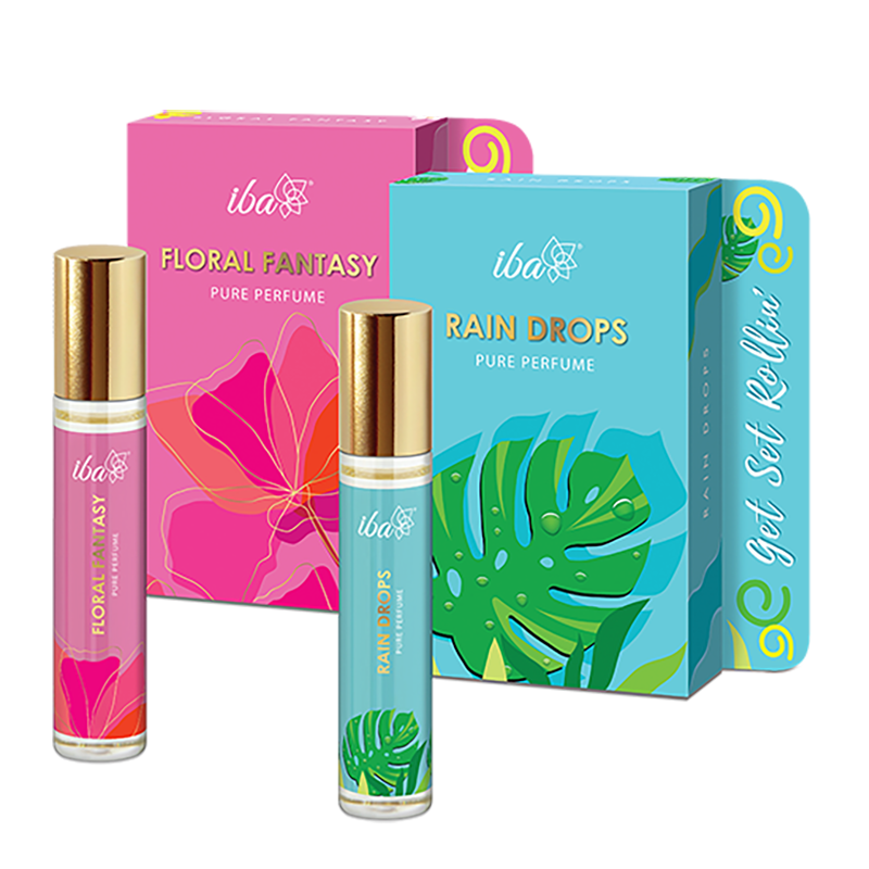 rain_drops_floral_fantasy_pure_perfume_combo.png Iba Rain Drops + Floral Fantasy Pure Perfume Combo - Image 1