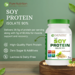 Pure Nutrition Soy Protein Powder, 100% Pure - 1kg | Isolate 90%, Unflavoured - For Muscle Growth, Recovery, and Overall Health. - Image 4