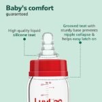 Wide Neck Glass Feeding Bottle for Baby – LuvLap Natura Flo BPA Free Anti-Colic Bottle 250ml Pack of 2 - Image 3