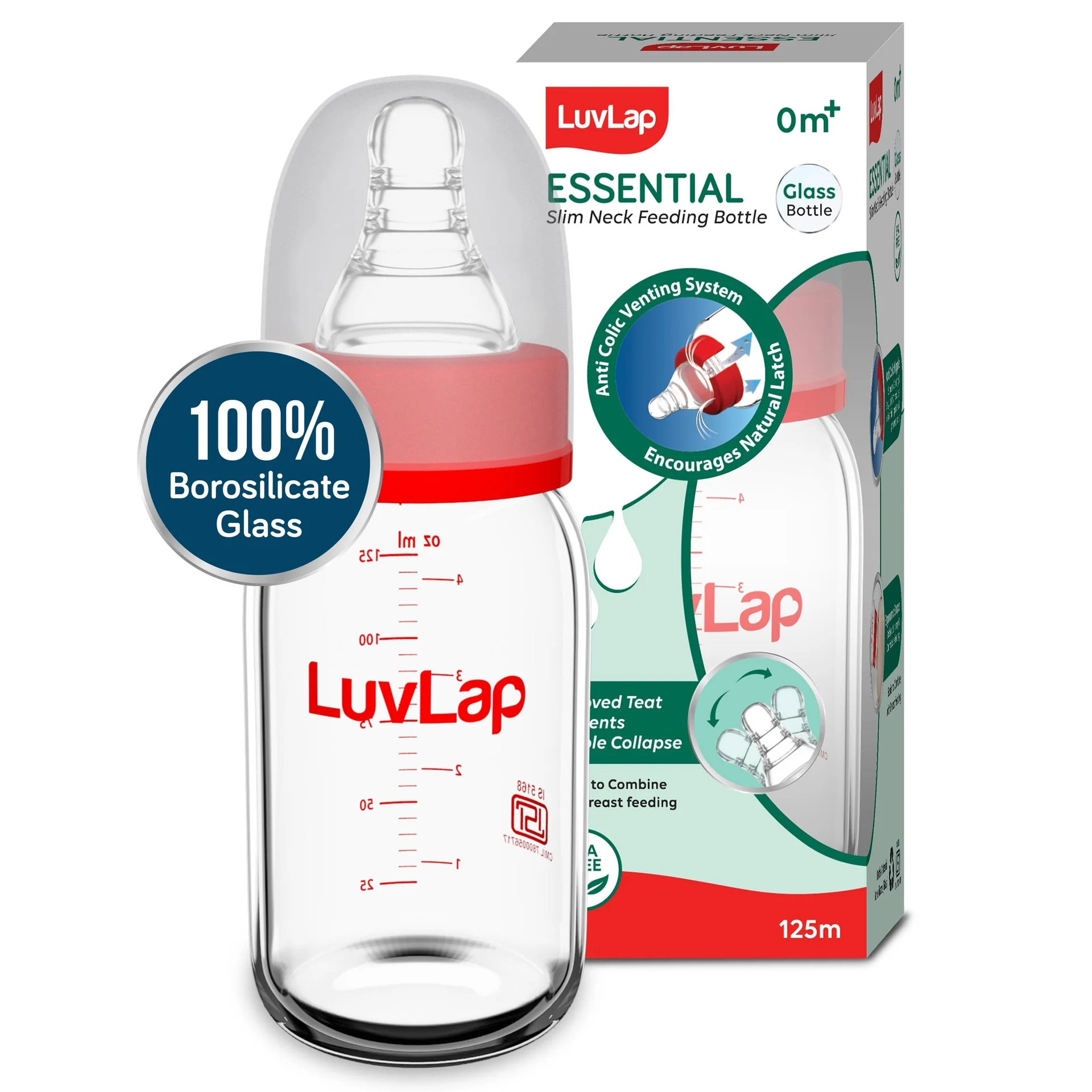 LuvLap Glass Feeding Bottle LuvLap Glass Feeding Bottle