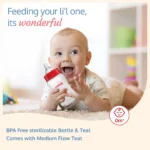 Wide Neck Glass Feeding Bottle for Baby – LuvLap Natura Flo BPA Free Anti-Colic 250ml - Image 2