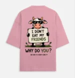 I Don’t Eat My Friends Oversized Vegan T-Shirt for Men & Women | Animal Lover Graphic Tee - Image 6