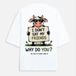 I Don’t Eat My Friends Oversized Vegan T-Shirt for Men & Women | Animal Lover Graphic Tee - Image 8
